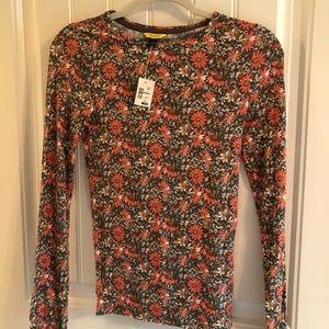 floral print long sleeve sliming shirt size M
